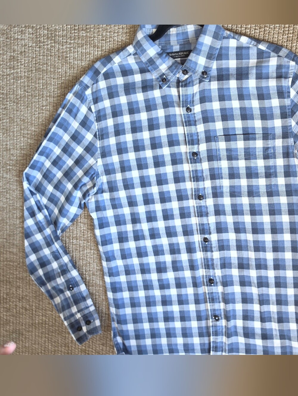 Banana Republic Men's Blue & White Plaid Button-Down Shirt